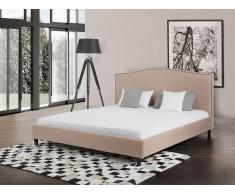 Lit en tissu - lit double 140x200 cm - beige - sommier inclus - Montpellier
