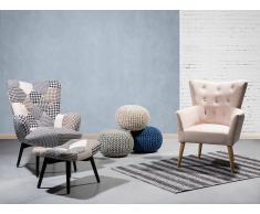 Fauteuil en tissu - Fauteuil tapissé noir blanc - Repose-pieds - Vejle