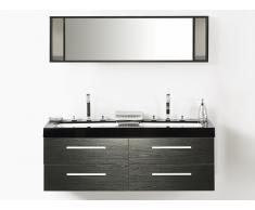 Meuble double vasque à tiroirs - miroir inclus - noir - Malaga