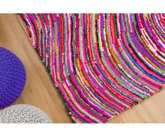 Tapis rectangulaire - tapis en coton et polyester multicolore - 80x150 cm - Kesan