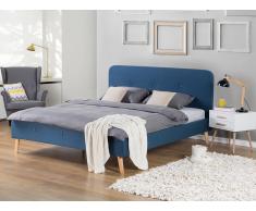 Lit en tissu - lit double 180x200 cm - bleu foncé - sommier inclus - Rennes
