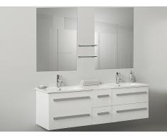 Meuble double vasque à tiroirs - miroir inclus - blanc - Madrid