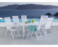 Ensemble de jardin aluminium - blanc - 6 chaises - Table 160 cm - Catania