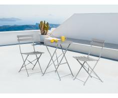 Ensemble de jardin - Table et 2 chaises en acier gris - Fiori