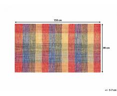 Tapis rectangulaire en coton - Tapis multicolore 80x150 cm - carreaux - Samsun