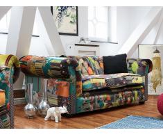 Canapé - Canapé patchwork - Polyester - Multicolore - Jaune - Chesterfield