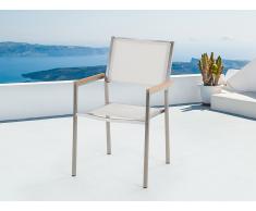 Chaise de jardin - acier inox et textile blanc - Grosseto