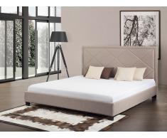 Lit en tissu - lit double 180x200 cm - sommier inclus - Marseille - beige