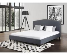Lit en tissu - lit double 140x200 cm - gris - sommier inclus - Montpellier