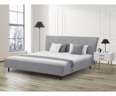 Lit en tissu - lit double 160x200 cm - sommier inclus - Saverne - gris clair