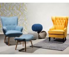 Fauteuil en tissu - Fauteuil tapissé bleu - Repose-pieds - Vejle