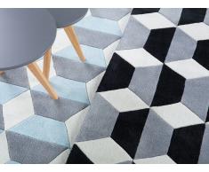 Tapis rectangulaire - tapis noir gris blanc - 140x200 cm - Antalya