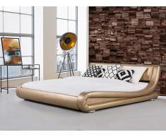 Lit design en cuir - lit double or - 180x200 cm - sommier inclus - Avignon