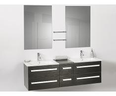 Meuble double vasque à tiroirs - miroir inclus - noir - Madrid