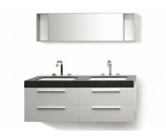 Meuble double vasque à tiroirs - miroir inclus - blanc - Malaga