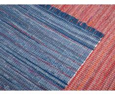 Tapis rectangulaire en coton - en tons rouges - 80x150 cm - bariolé - Besni