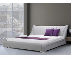 Lit design en tissu - lit double 180x200 cm - gris - sommier inclus - Nantes
