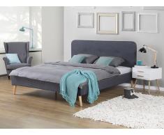 Lit en tissu - lit double 140x200 cm - gris - sommier inclus - Rennes