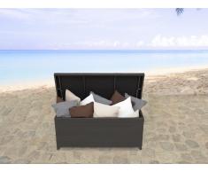 Coffre en rotin marron - coffre à coussins de jardin - 130 cm - Modena