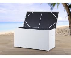 Coffre en rotin blanc - coffre à coussins de jardin - 160 cm - Modena