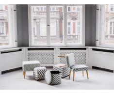 Coffre - Tabouret - Ottoman - Repose-pieds - Bleu et blanc - Tunica