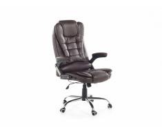 Chaise de bureau - Fauteuil à roulette - Siège en cuir marron - Royal II