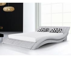 Lit design en tissu - lit double 180x200 cm - sommier inclus - Vichy - gris