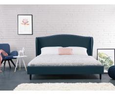 Lit double - Lit 160x200 cm - Lit en tissu bleu foncé - Colmar