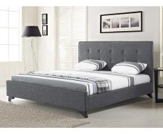 Lit en tissu - lit double 140x200 cm - gris - sommier inclus - Ambassador