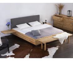Lit design en bois - lit double 180x200 cm - gris - sommier inclus - Arras