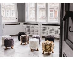 Ottoman - Tabouret - Pouf - Repose pied - Gris et marron - Texas