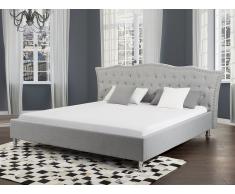 Lit design en tissu - lit double 160x200 cm - gris - sommier inclus - Metz