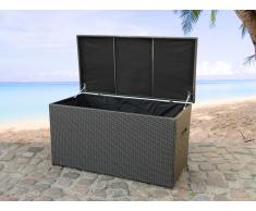 Coffre en rotin marron - coffre à coussins de jardin - 160 cm - Modena