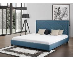 Lit en tissu - lit double 180x200 cm - sommier inclus - Marseille - bleu foncé