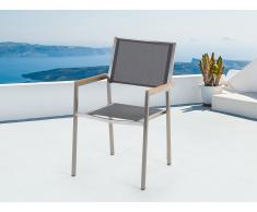 Chaise de jardin - acier inox et textile gris - Grosseto