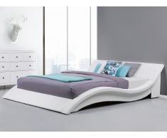 Lit design en cuir - lit double 180x200 cm - sommier inclus - Vichy - blanc