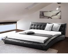 Lit design en cuir - lit double 160x200 cm - noir - sommier inclus - Lille