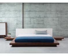 Lit design 180x200 cm - cadre avec chevets intégrés en bois - marron clair - Zen
