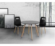 Table de salle à manger - table de cuisine - noir - 90 cm - Bovio