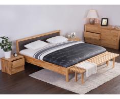 Lit design en bois - lit double 180x200 cm - brun - sommier inclus - Carris