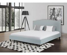 Lit en tissu - lit double 140x200 cm - bleu clair - sommier inclus - Montpellier
