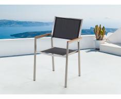 Chaise de jardin - acier inox et textile noir - Grosseto