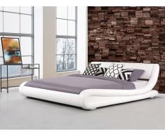Lit design en cuir - lit double blanc - 160x200 cm - sommier inclus - Avignon