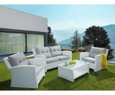 Ensemble de jardin en rotin - Set de terrasse blanc - Mobilier de jardin - San Marino
