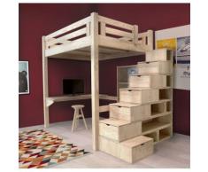 Lit Mezzanine Alpage + Escalier cube + Bureau + Etagère murale