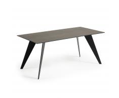 Table Koda 160x90 cm, epoxy noir et ceramique iron