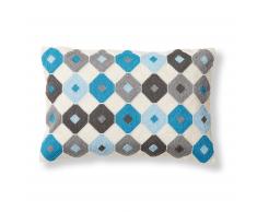 Coussin Tepec, gris et bleu