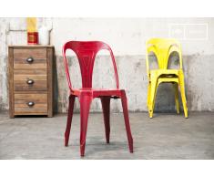 Chaise industrielle Multipl's rouge vieillie
