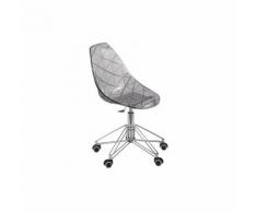 Chaise design sur roulettes coque transparente et métal - Prisma