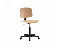 Chaise dactylo en bois sur roulettes - Tecnik